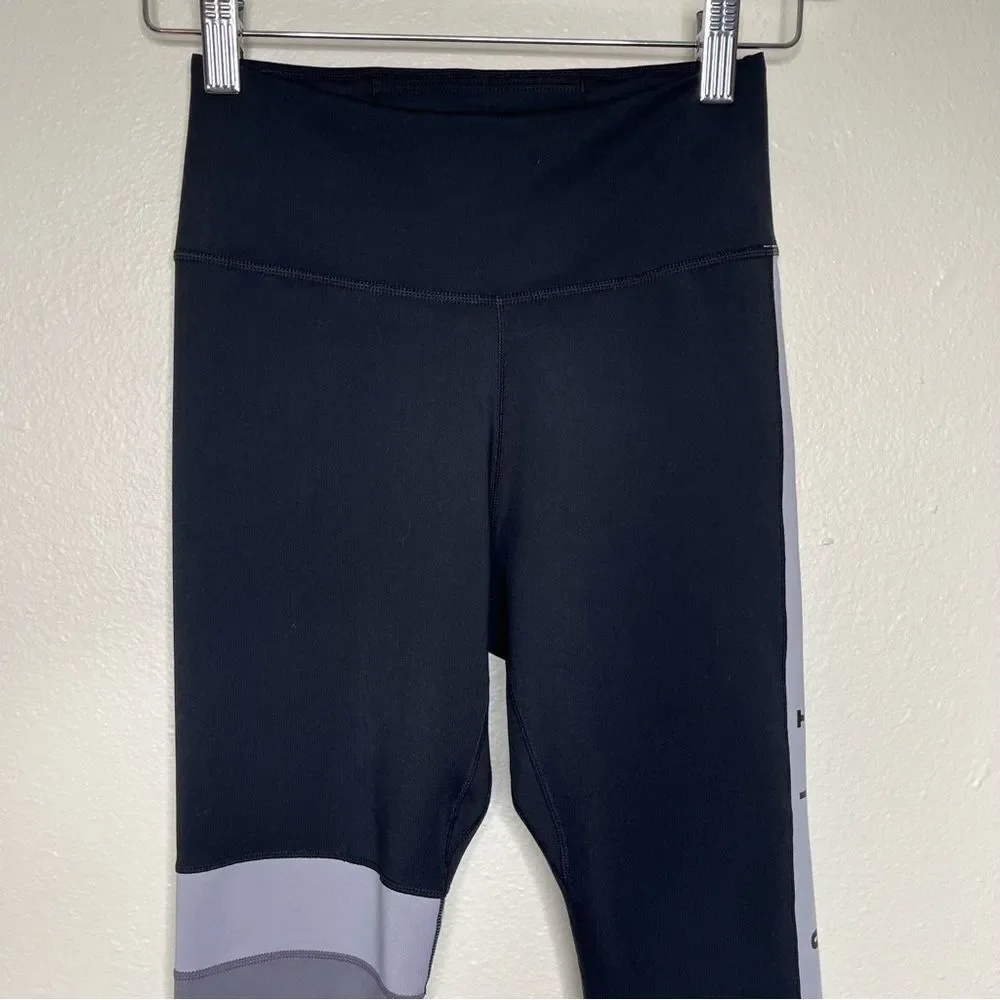 Nike Dri Fit Just Do It Spell Out Black Gray Colorblock Leggings Women Size XS